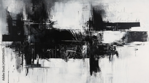 A captivating black-and-white abstract design featuring dynamic, layered textures and bold strokes for a high-impact composition