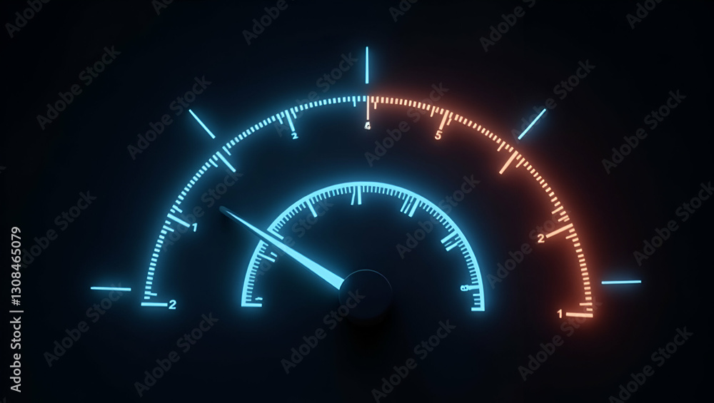 Flat Glowing Semicircular Gauge: A Cute Vector Illustration of Performance Metrics like Speed and Efficiency for Smart Business Operations Flat Glowing Semicircular Gauge: A Cute Vector Illustration of Performance Metrics like Speed and Efficiency for Smart Business Operations