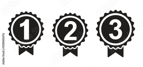 First Second and Third Place Award Vector Silhouette Illustration Set