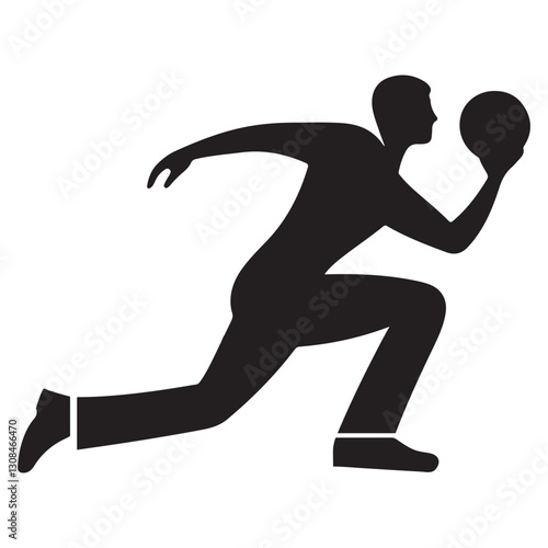 Bowling action silhouette vector file for graphic designers and bowlers