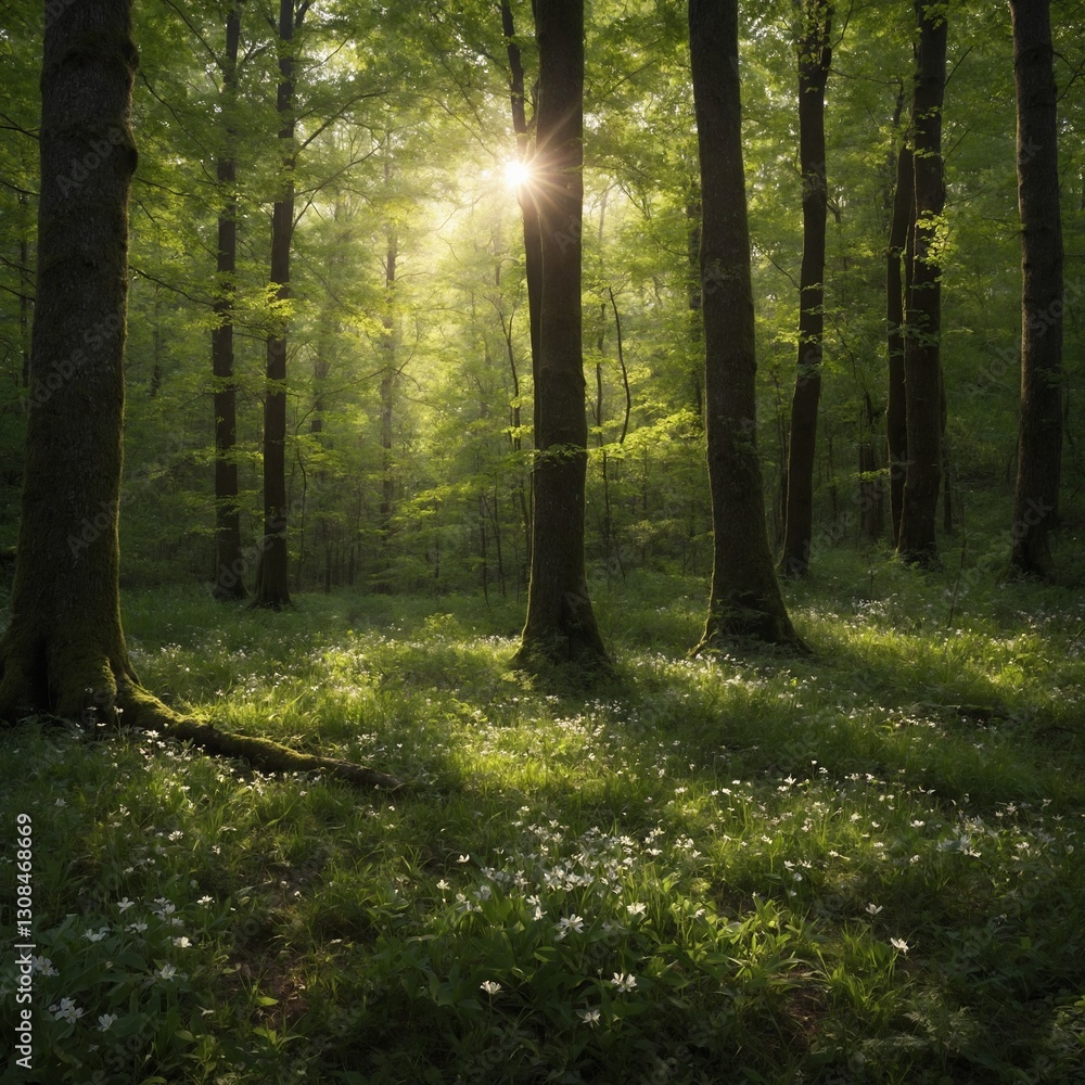 Obraz premium sun rays in the forest