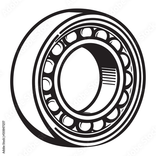 Industrial Ball Bearing Illustration Vector for Mechanical Engineering Use