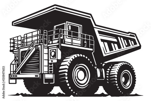 Powerful Mining Dump Truck Vector Art Illustration for Heavy Industry