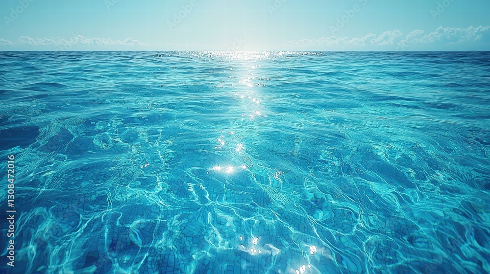 Fototapeta premium Breathtaking view of ocean with sunlight shining down creating sparkling reflections on water