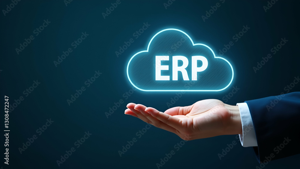 Enhance ERP Integration Efficiency: Holographic Icon in Cloud Environment with Minimal Background Enhance ERP Integration Efficiency: Holographic Icon in Cloud Environment with Minimal Background