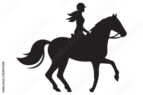 Horseback riding silhouette illustration equestrian sport vector art