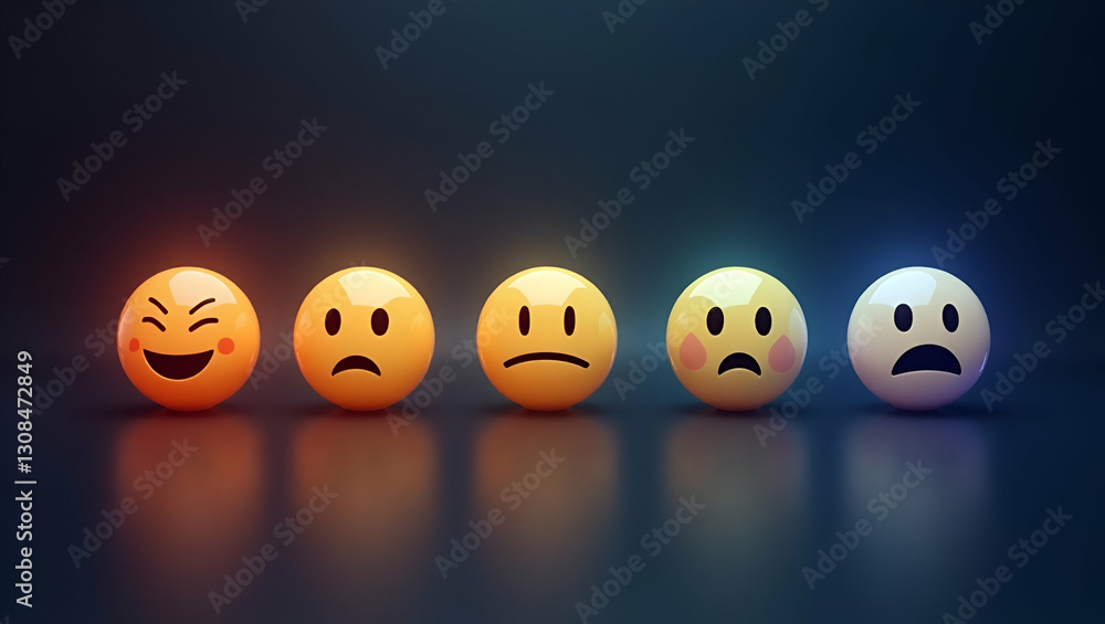 Flat Vertical holographic slider with happy neutral and sad emojis representing customer feedback concept as Vertical holographic slider displaying happy neutral and sad emojis for customer feedback i Flat Vertical holographic slider with happy neutral and sad emojis representing customer feedback concept as Vertical holographic slider displaying happy neutral and sad emojis for customer feedback i