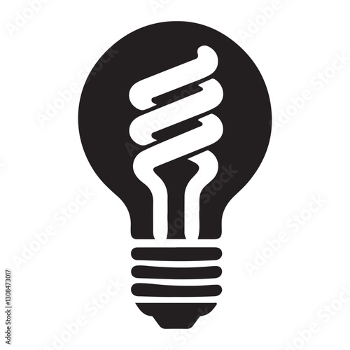 Energy Saving Compact Fluorescent Light Bulb Silhouette Illustration