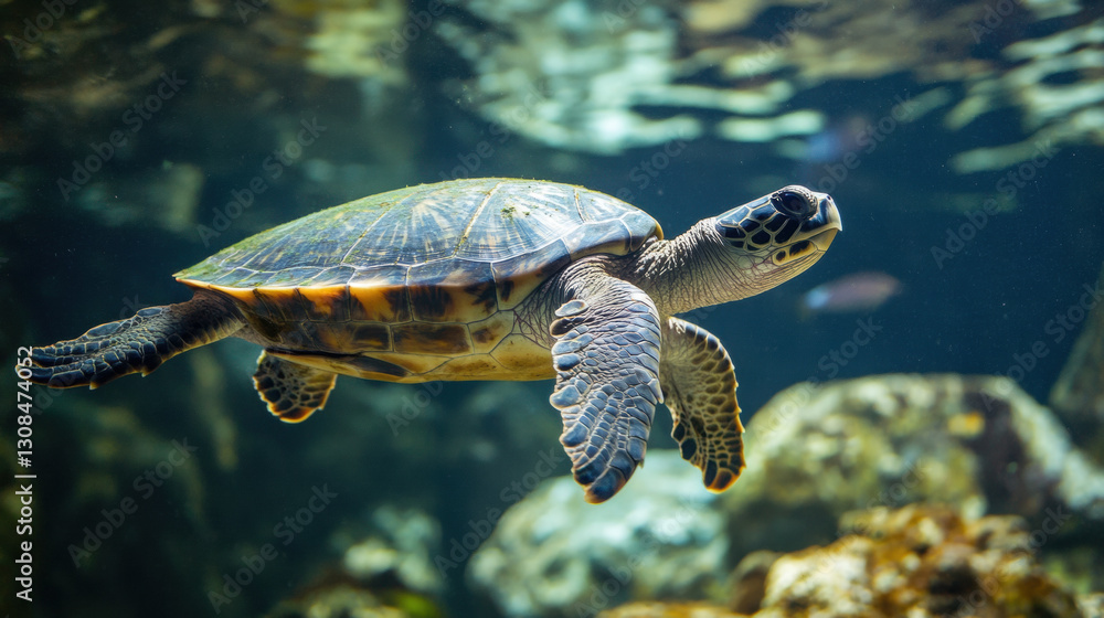 Sea Turtle Swimming Underwater Sea Turtle Swimming Underwater