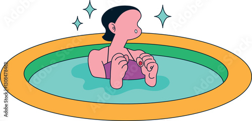 水風呂に浸かるサウナガール サ道 サウナ活動