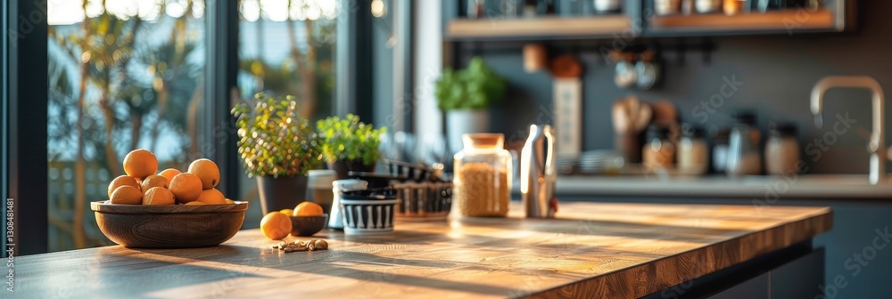 Fresh Oranges on Wooden Kitchen Table