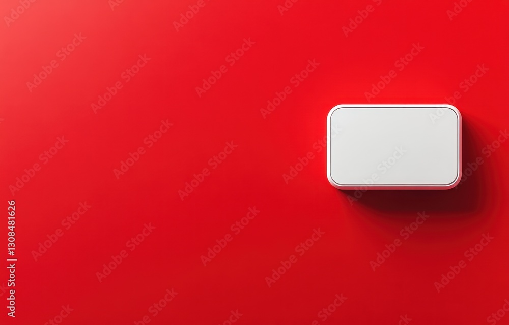 White blank button on red background; website design element White blank button on red background; website design element