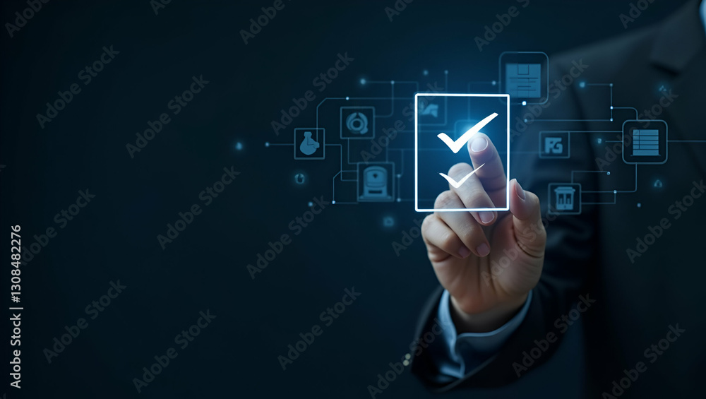 Efficient Task Management: Glowing Holographic Checklist Concept Efficient Task Management: Glowing Holographic Checklist Concept
