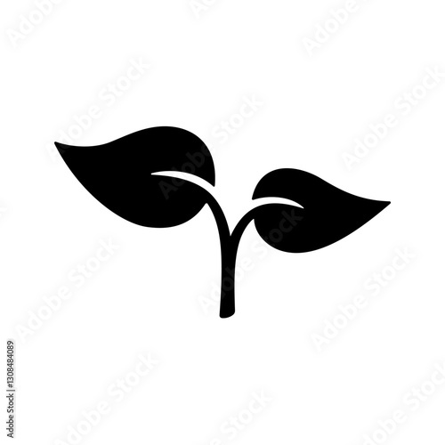 Silhouette of sprout with leaves. Illustration in flat style. Vector hand drawn illustration. Birth of a new life, beginning concept. Spring awakening of nature. Gardening concept. sprout icon