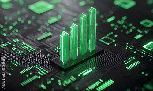 Wallpaper Mural Futuristic Green Data Visualization on Circuit Board Background Torontodigital.ca