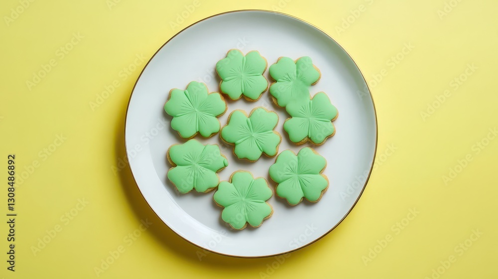 Four clover cookie on plate,glass of milk and biscuit ,Lucky clover leaves,Patricks day watercolor clipart,Spring flower pattern,St. Patrick s day seamless pattern. Four clover cookie on plate,glass of milk and biscuit ,Lucky clover leaves,Patricks day watercolor clipart,Spring flower pattern,St. Patrick s day seamless pattern.
