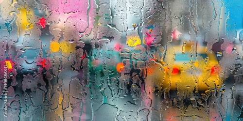 Obraz na płótnie Colorful City View Through a Misty Window w salonie