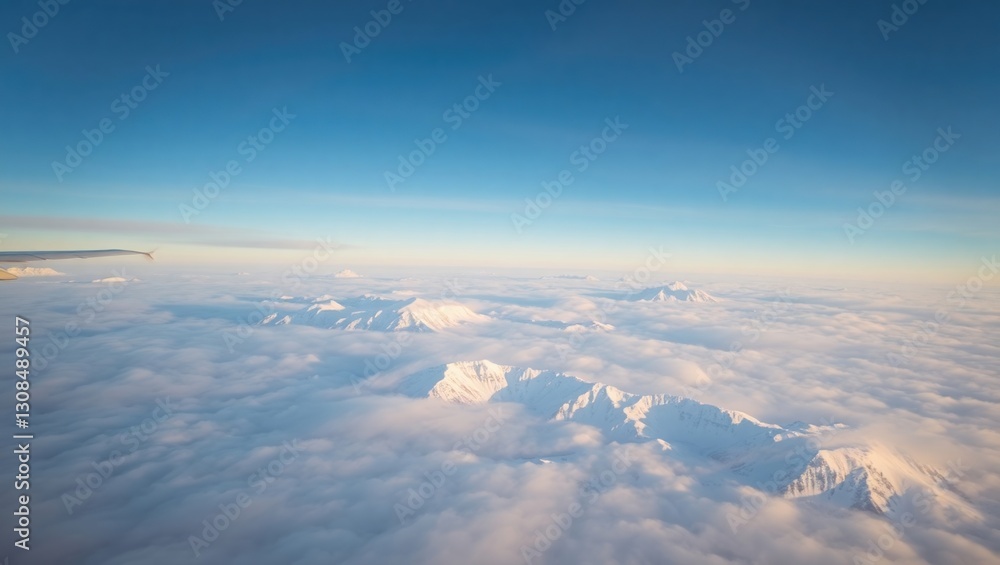 Naklejka premium sky, clouds, cloud, nature, fly, cloudscape, above, heaven, air, flying, view, aerial, blue, high, flight, horizon, white, plane, weather, atmosphere, day, cloudy, space, sun, light