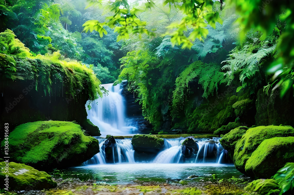 Naklejka premium 雨上がりの滝