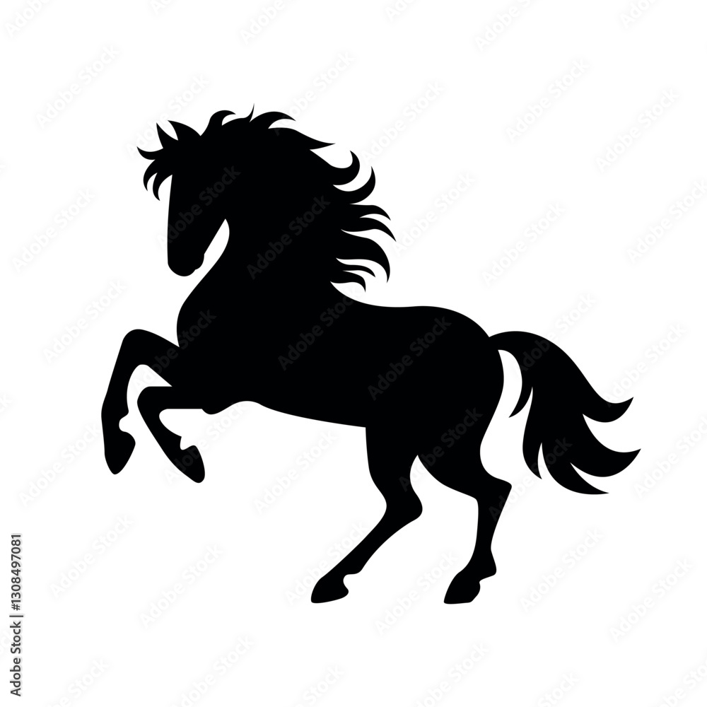 Black silhouette of a galloping horse vector illustration. Black silhouette of a galloping horse vector illustration.