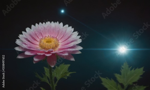 Romantic Lotus Flower with Water Drops on Black Background