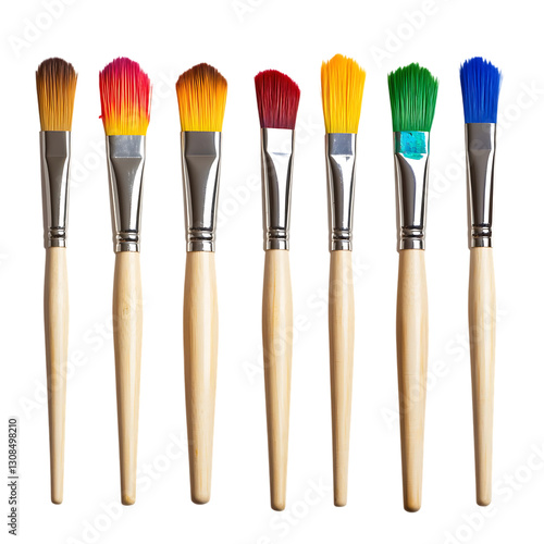 Colorful paintbrushes arranged