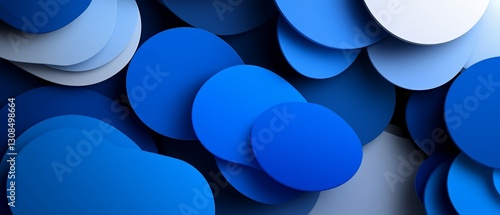 Abstract Blue Overlapping Circles Background