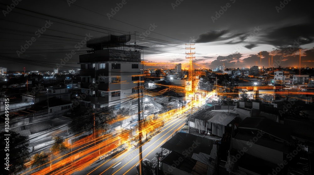 Obraz premium Intermittent wi-fi has resulted in only the lower part of the AI landscape being colored, real. with wi-fi icon.