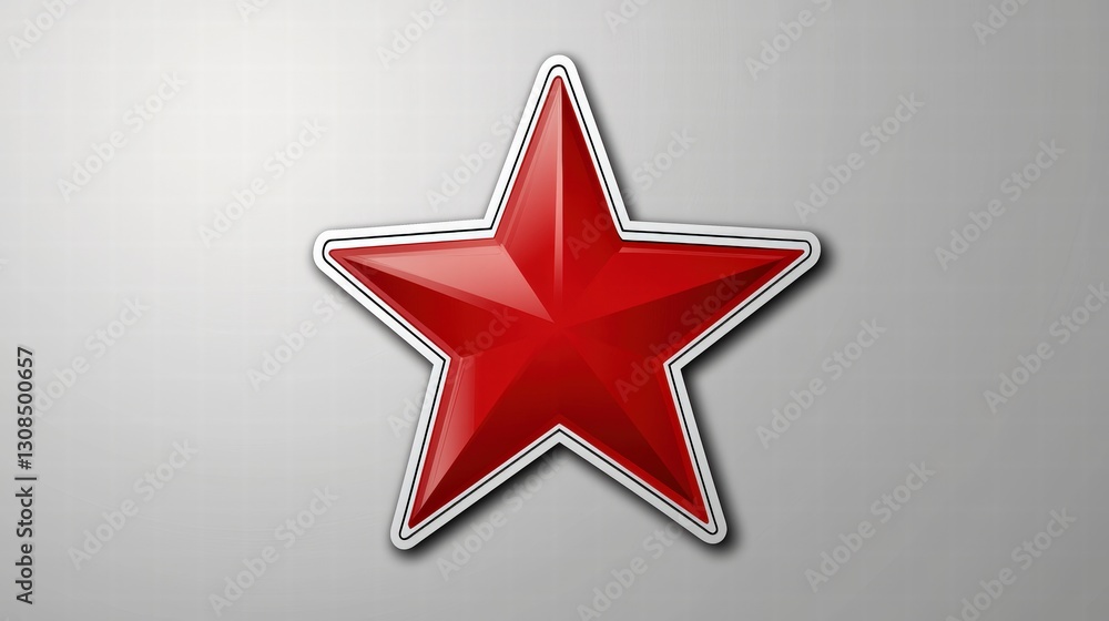 Striking red star shape silhouette against a soft gray background creating a bold contrast Striking red star shape silhouette against a soft gray background creating a bold contrast