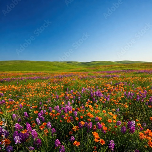 Wildflower meadow on rolling hills
