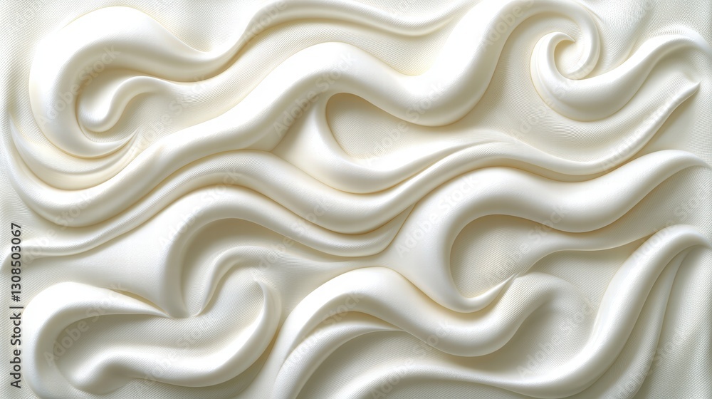 Fototapeta premium Fluid white substance pouring into a container creating ripples and waves in the surface layer