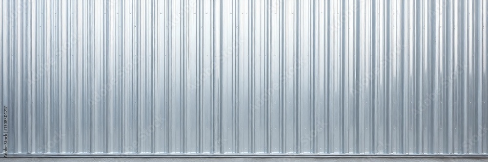 Obraz premium Silver metallic corrugated wall Strong vertical lines, textured surface , panel, pattern, architecture