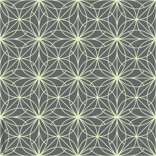 Flower geometric pattern. Seamless vector background. Gray and beige ornament. Ornament for fabric, wallpaper, packaging. Decorative print