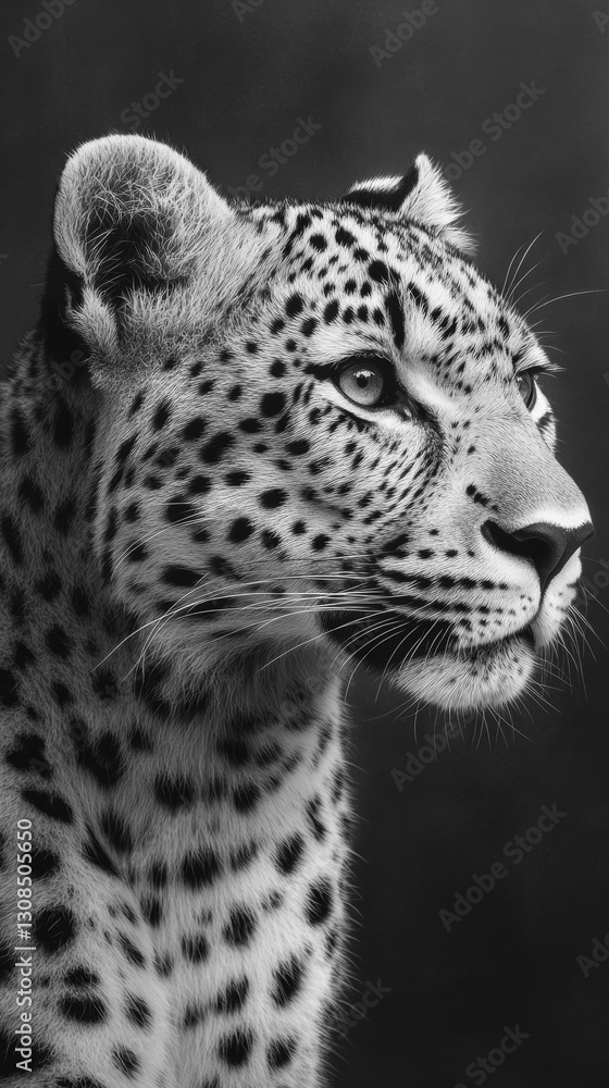 Obraz premium Close-up black and white portrait of a leopard
