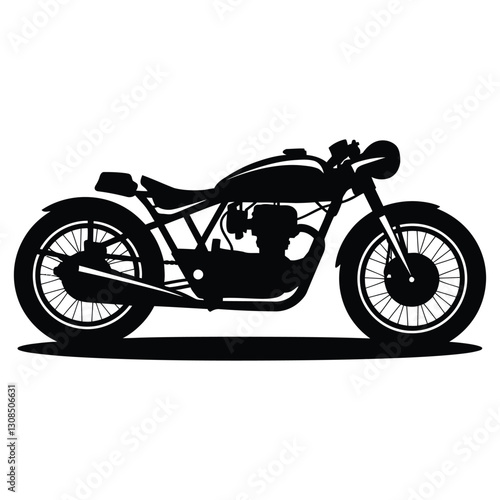 Monowheel Motorcycle Silhouette, Vector, Icon, Logo, White Background.