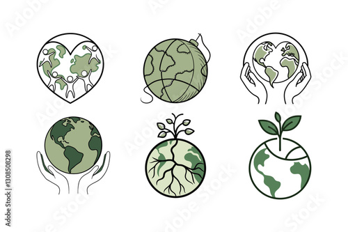set of green eco icons
