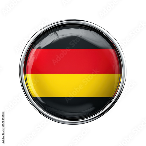 Germany Flag Button Metallic Design on transparent background. Free Download Germany Flag Button Metallic Design on transparent background. - GFXLoad