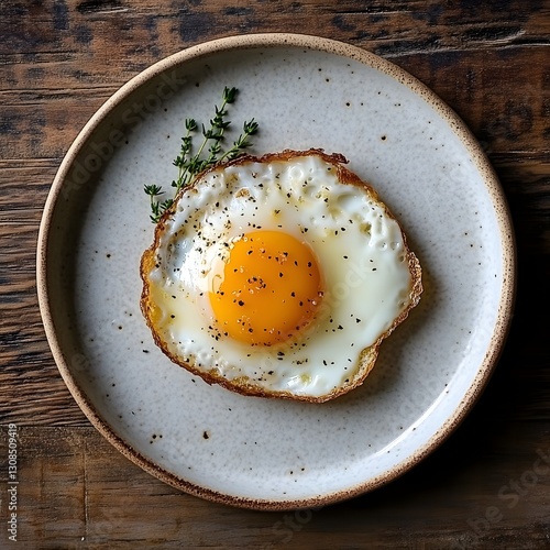 Fried egg with crispy edges, a golden runny yolk at the center