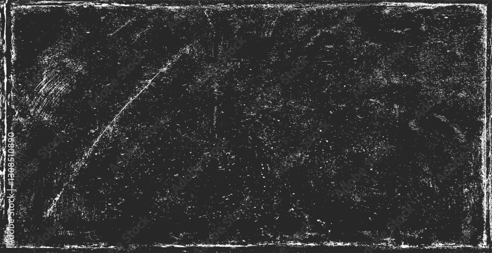 Grunge texture pattern frame. Black design border. Old paper vector illustration.