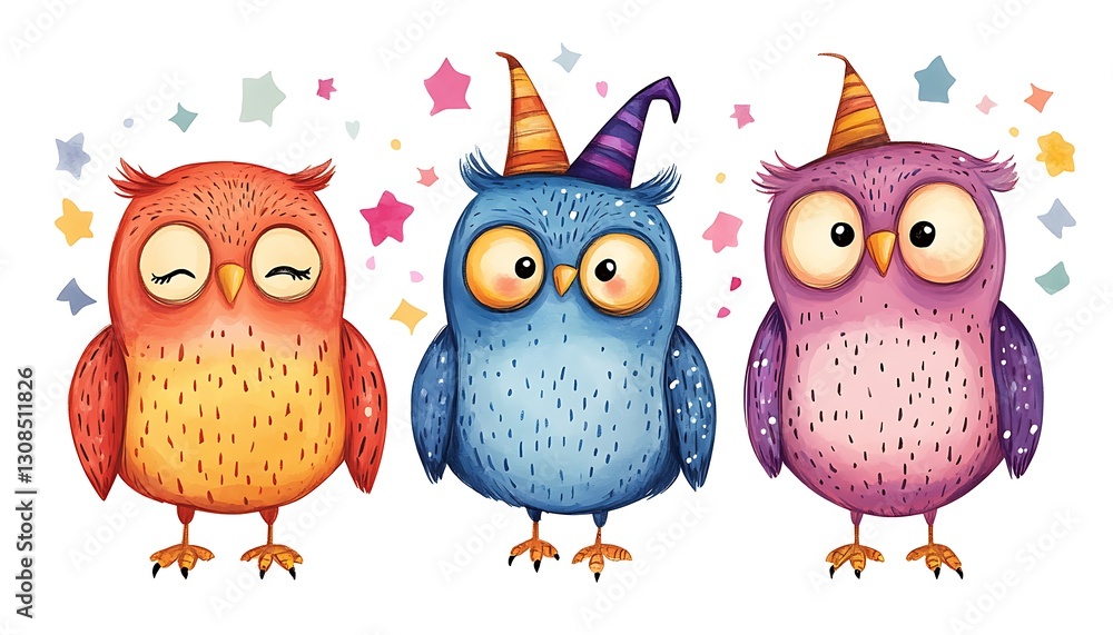 Cute owls party celebration Cute owls party celebration