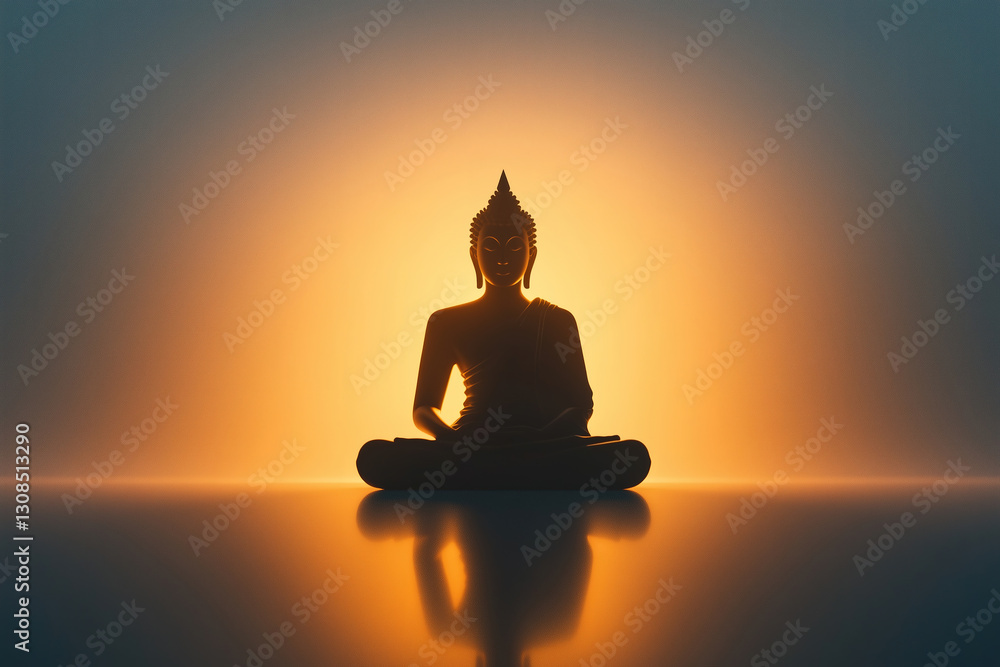A simple, serene depiction of Buddha sitting in a meditative pose, centered against a soft gradient background A simple, serene depiction of Buddha sitting in a meditative pose, centered against a soft gradient background