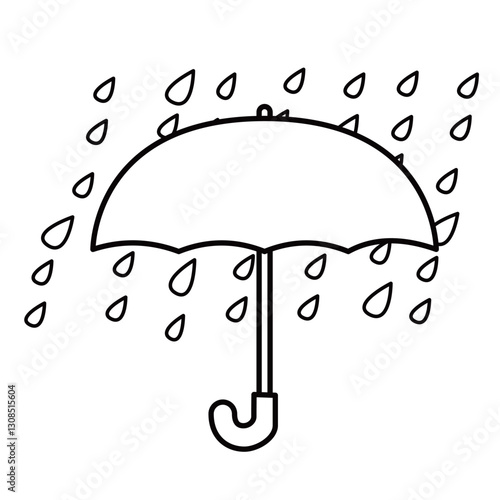 雨の日に濡れている傘のイラスト
