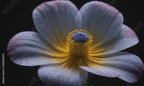 Romantic Lotus Flower with Water Drops on Black Background