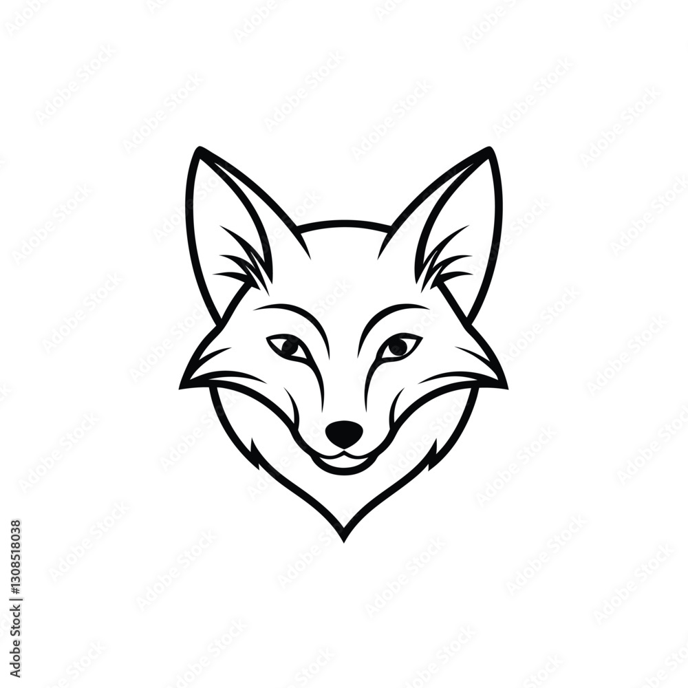 Fototapeta premium Fox Head Silhouette Vector Design Detailed | Fox Head Vector