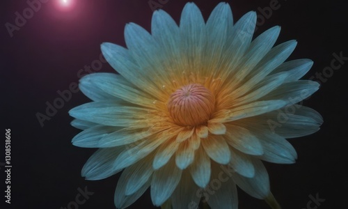 Romantic Lotus Flower with Water Drops on Black Background