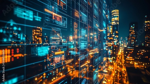 Wallpaper Mural Cityscape Data Visualization at Night Torontodigital.ca