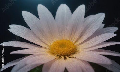 Romantic Lotus Flower with Water Drops on Black Background