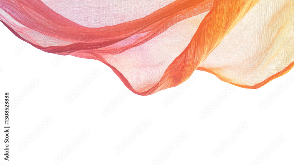 Flowing transparent red and orange cloth on checkered background Flowing transparent red and orange cloth on checkered background