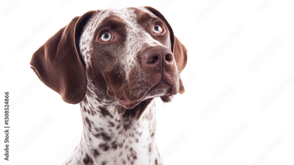 Curious german shorthaired pointer looking up on transparent background Curious german shorthaired pointer looking up on transparent background
