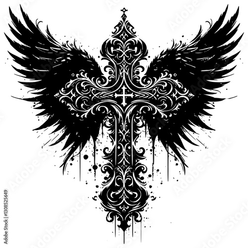 Cross of the Fallen Angel: An intricate, artistic interpretation of a cross with detailed wings and a touch of gothic elegance.